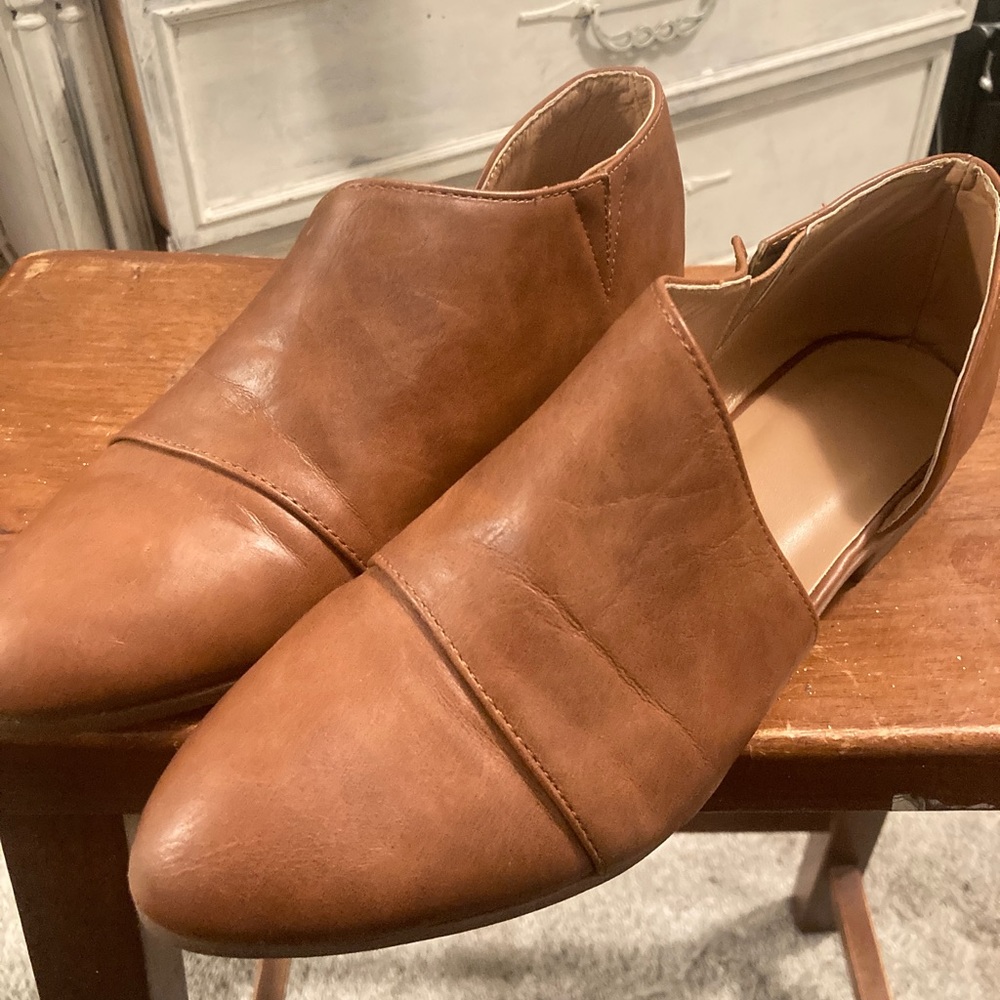 Pointed toes Brown ankle Booties Side Cut size 38 US 7